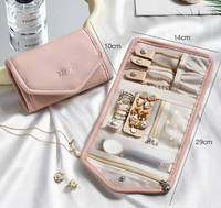 Étui de rangement pour bijoux EleQueen personnalisé, pliable, moderne, avec logo en relief, 14x29CM, fermeture à boucle, sac de transport portable pour bagues et boucles d'oreilles