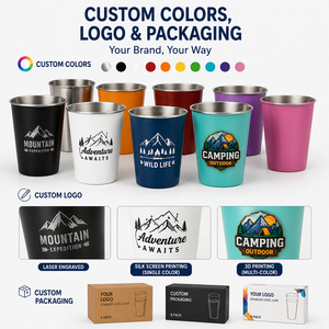 Bicchieri Impilabili in Acciaio Inossidabile 9oz-24oz, Infrangibili e Lavabili in Lavastoviglie, Tazze in Metallo con Logo Personalizzato per Eventi all'Aperto - Product Image 2