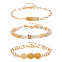 Bracelet en pierre naturelle artisanale Bestone, améthyste, quartz rose, ensemble de 3 bracelets superposés pour femmes, cadeau