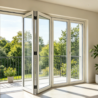 Portes pliantes accordéon en aluminium et verre avec charnières en nylon pour armoire intérieure, placard à persiennes, gain de place