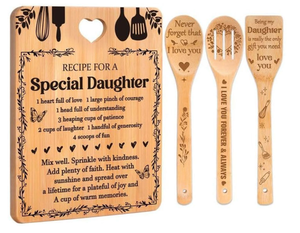 Juego de Tablas de Cortar de Bambú para el Día de la Madre con Espátula, Utensilios de Cocina, Regalo para las Fiestas, Juego de Tablas de Cortar en Forma de Corazón - Product Image 4