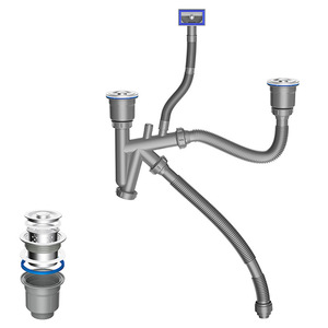Stainless Steel Kitchen Sink Drain Pipe Deep V Odor Prevention Undermount Lifting Type 50LVS-06C-007 - Product Image 3