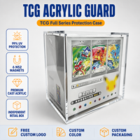 Boîte de collection de cartes TCG en acrylique, vitrine avec couvercle magnétique, protection UV, rangement de cartes thématiques, vente en gros, logo personnalisé