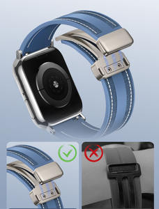 लक्जरी प्रतिस्थापन खेल रबर + कैनवास घड़ी बैंड 42/44/45/49 मिमी सिलिकॉन घड़ी स्ट्रैप चुंबकीय तह बकल 46 मिमी - Product Image 2