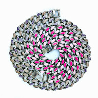 Collier chaîne Vintage pour hommes, bijoux cubain colorés, Hip Hop, collier, style cubain