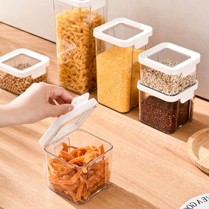 Vente en gros de pots de conservation transparents pour aliments secs, étanches à l'eau et aux insectes, pour céréales, collations, pâtes, etc. - Product Image 1