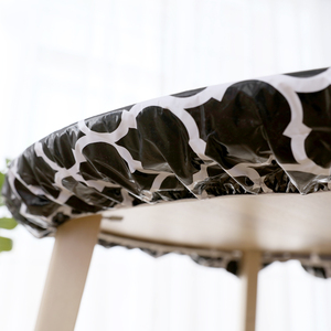 Vente en gros de nappes rondes en vinyle bon marché avec dos en flanelle <span class=keywords><strong>nappe</strong></span> à bords élastiques couverture de table ajustée <span class=keywords><strong>toile</strong></span> <span class=keywords><strong>cirée</strong></span> imprimée en PVC pique-nique - Product Image 1