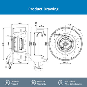 Ventilador Centrífugo Industrial Grande de CA de 400V y 500mm, Modelo R4D500-AT03-01 de ebm-papst, con Aspas Curvadas hacia Atrás para Ventilación HVAC - Product Image 4