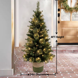 Sapin de Noël pré-éclairé en pot de 4 pieds, personnalisé, de haute qualité, écologique, en PVC, PE et aiguilles de pin mélangées, pour la maison, le bureau, le restaurant, les fêtes - Product Image 2
