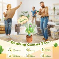 Cactus interactif parlant et dansant, jouet en peluche douce avec lumières LED, imite les sons, joue 120 chansons, pour anniversaire et anti-stress