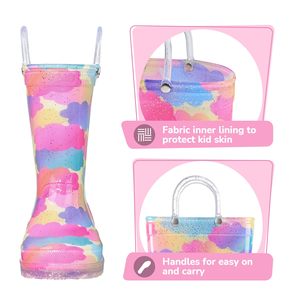 Bottes <span class=keywords><strong>de</strong></span> <span class=keywords><strong>pluie</strong></span> YL-1890 pour tout-petits enfants avec des bottes <span class=keywords><strong>de</strong></span> <span class=keywords><strong>pluie</strong></span> lumineuses à paillettes avec poignées faciles à enfiler imperméables pour garçons et filles - Product Image 5
