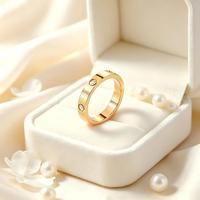 Bague en acier inoxydable 304 avec strass, gravée CNC, dorée, 4mm 5mm, en gros, en stock, bijoux de mode