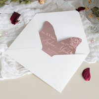 Elegante mariposa oro rosa acrílico invitación de fiesta de cumpleaños menú de boda estampado en caliente invitaciones de boda