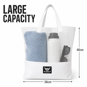 Custom Logo <b>Foldable</b> Hollow Mesh Single Shoulder Handbag Lightweight Summer Outdoor Travel Shopping Mesh <b>Beach</b> Tote <b>Bag</b> - Product Image 4