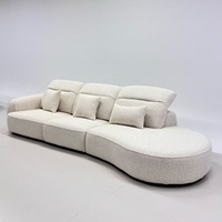 Ensemble de canapés modernes en tissu bouclé courbé |   Canapé sectionnel rembourré de luxe pour salon, mobilier d'hôtel