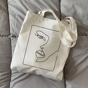 BSCI-Bolso de hombro blanco ecológico para mujer, bolsa de mano de lona de algodón, de alta calidad