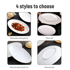 จานเซรามิกทรงรีสีขาวขนาด 12/14/16 นิ้ว ทำจากกระดูกจีน ทนความร้อน เหมาะสำหรับเสิร์ฟสเต็ก พาสต้า อาหารเรียกน้ำย่อย อาหารจัดเลี้ยง อาหารค่ำ อาหารปลา - Product Image 4