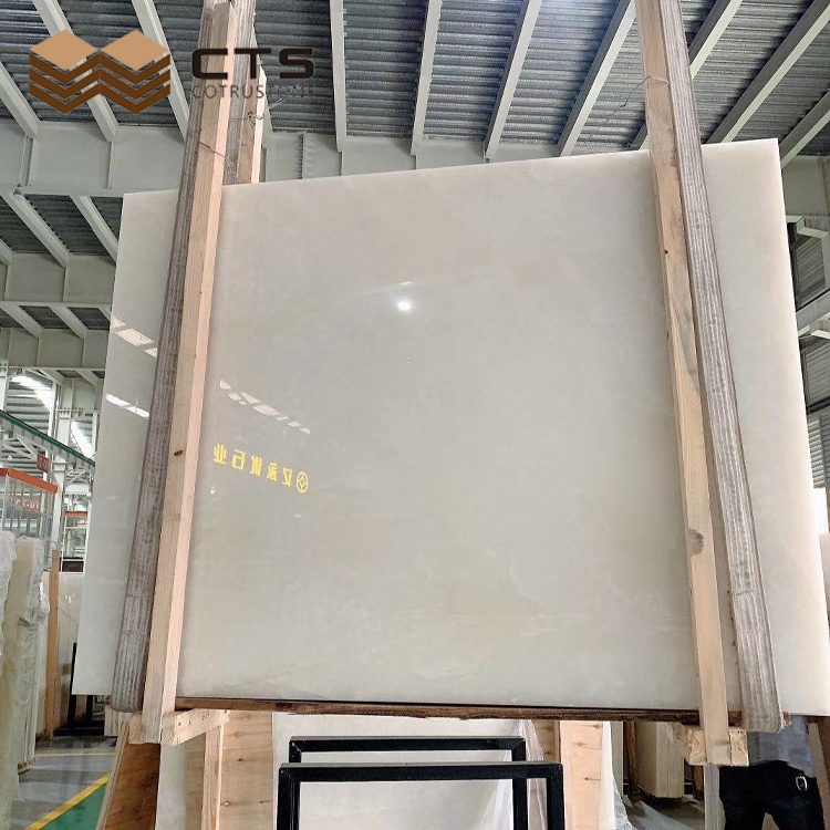 Polished Jumbo Size Chinese Stone Translucent Decoration Ice White Onyx Slab Price Marble