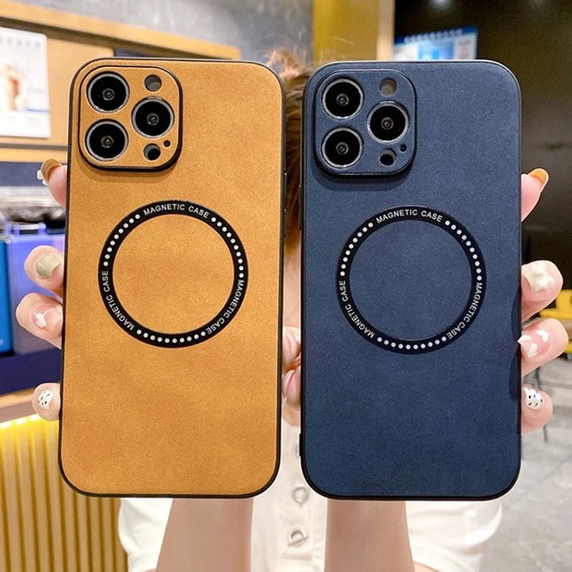 Hot Leather Magnetic Wireless Charging Luxury Shockproof Mobile Phone Case for iPhone 16 15 Pro Max 14 Plus 13 12 11 Pro XS XR