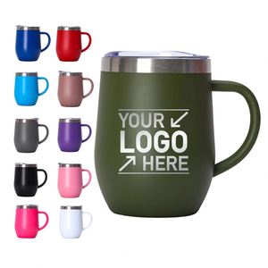 12oz Wine Tumbler With Handle Stainless Steel <b>Double</b> <b>Wall</b> Vacuum Insulated Custom Logo Travel <b>Mug</b> Wholesale Promotional Gift - Product Image 1