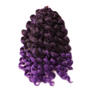 WholesaleFor Afro Massal Jamaika Bounce Sintetis Digunakan Melingkar Kinky Mengepang Kepang Keriting Ekstensi Rambut Tongkat Curl Crochet Braid