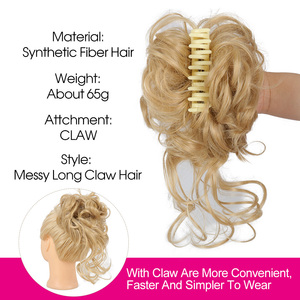 Extensions de cheveux en queue de cheval Julianna en gros, pince à cheveux synthétique, <span class=keywords><strong>chignon</strong></span> bouclé désordonné <span class=keywords><strong>élastique</strong></span>, pièces de cheveux pour femmes - Product Image 3