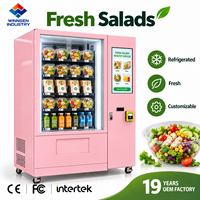 Mesin Penjual Salad Komersial Winnsen Menerima Pembayaran Tanpa Tunai, Kartu, QR, dan Koin