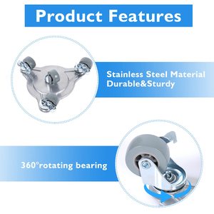 Ruedas <span class=keywords><strong>para</strong></span> Mover <span class=keywords><strong>Muebles</strong></span> <span class=keywords><strong>Grandes</strong></span>, Paquete de 4, Rotación de 360° con Freno, Panel de Acero Reforzado de 1200 LBS, Triangulares - Product Image 4