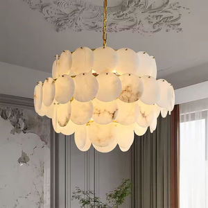 Zeal Lighting Brass Alabaster Pendant <b>Lights</b> Kitchen Copper Spanish Marble Lighting <b>Chandelier</b> Living Room - Product Image 2