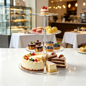 Espositore per Torte a 4 Piani in Acrilico Trasparente, Supporto Rotondo a Più Livelli per Cupcake, Pasticcini, Frutta, Vassoio <span class=keywords><strong>da</strong></span> Servizio per Matrimoni e Feste - Product Image 4