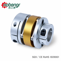 Coupleur de précision à trois corps en alliage d'aluminium, double disque SS304, fixation par collier, rigidité sans jeu, robuste pour moteur pas à pas CNC et servomoteur