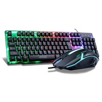 Ensemble clavier et souris filaire USB lumineux Deiog DY-T302 pour ordinateur portable en stock, touches multimédias programmables