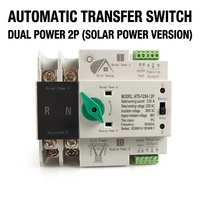 Commutateur de transfert automatique 2P 100A sur rail DIN, double alimentation ATS, sélecteur d'alimentation solaire et secteur 220V 50/60Hz