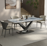 Meubles en acier inoxydable noir Table à manger moderne Table en marbre de luxe pour restaurant à la maison