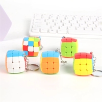 Mini cube acrylique 3x3 coloré pour porte-clés, design dessin animé, sans autocollant, pendentif 3,0 cm, jouet éducatif