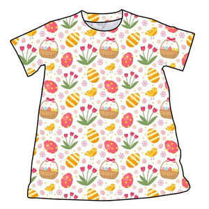 เสื้อยืดพิมพ์ลายไข่อีสเตอร์สีฟ้าแฟชั่นเด็กวัยหัดเดินเด็กผู้หญิงแขนสั้นเสื้อเด็กเสื้อผ้าเด็กเสื้อผ้าดีไซเนอร์ - Product Image 2