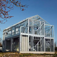 Villa prefabricada moderna con estructura de acero y casas de construcción de metal, también para Barndominium personalizado y proyectos residenciales de acero ligero