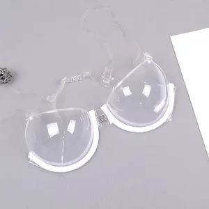 Women's Transparent Plastic Bra Push Up See Through Invisible