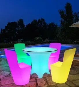 Ensemble de table de bar à LED scintillante, couleur changeante, pour événements de mariage, mobilier d'extérieur, mobilier de boîte de nuit