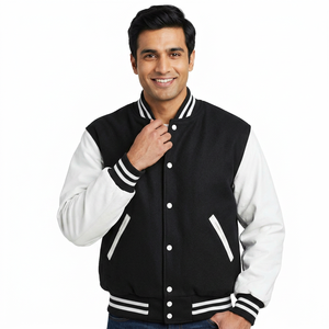 Chaquetas universitarias recién llegadas de buena calidad para hombres, tela de lana con cuello levantado, estilo informal, chaqueta de béisbol universitaria para hombres - Product Image 1
