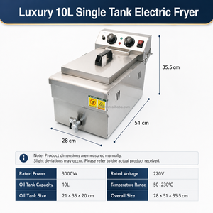 <span class=keywords><strong>Friteuse</strong></span> électrique professionnelle 10L à réservoir unique en acier inoxydable <span class=keywords><strong>avec</strong></span> minuterie, thermostat, limiteur et robinet de vidange d'huile - Product Image 5