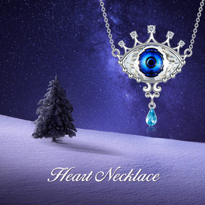 Amuleto greco gioielli regali delicati S925 argento Sterling Eye con cristallo blu buona fortuna occhi ciondoli collane - Product Image 6