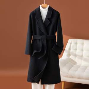 महिलाओं पानी की लहर ऊन कोट बेल्ट ऊनी कोट ट्रेंच महिला वुलेन जैकेट - Product Image 5