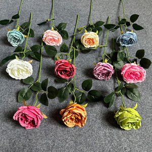 Bouquet de roses artificielles en soie Austin pour décoration de mariage, fleurs en plastique pour art floral, décoration de salon - Product Image 2