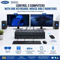 Hardrock Advanced Dual Monitor KVM Switch untuk HDMI 2.1 DP USB 3.0 Hub dengan HDCP 2.3 untuk Gaming & Creator Studio