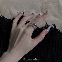 Couronne Vintage Croix Bague Ouverte Élégant Bijoux en Cuivre pour Anniversaire Personnalisé Niche Dark Style-X