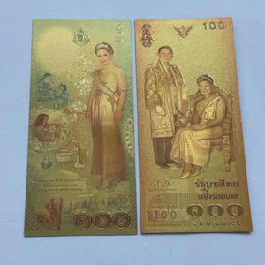 Billetes de 100 Bahts Tailandeses Personalizados de Plástico Ecológico Bañados en Lámina de Oro de 24k con Diseño Único para Pascua, Halloween, Cumpleaños y Año Nuevo - Product Image 3