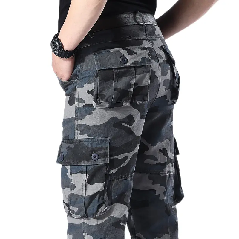 Hot Sale Spring Outdoor Multiple Pockets Cotton Casual Men's Baggy Straight Plus Size Cargo Pants