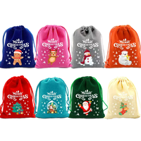 Groothandel Kerstcadeautas van rode flocking stof met cartoonprint 20*30cm model Fruit Candy