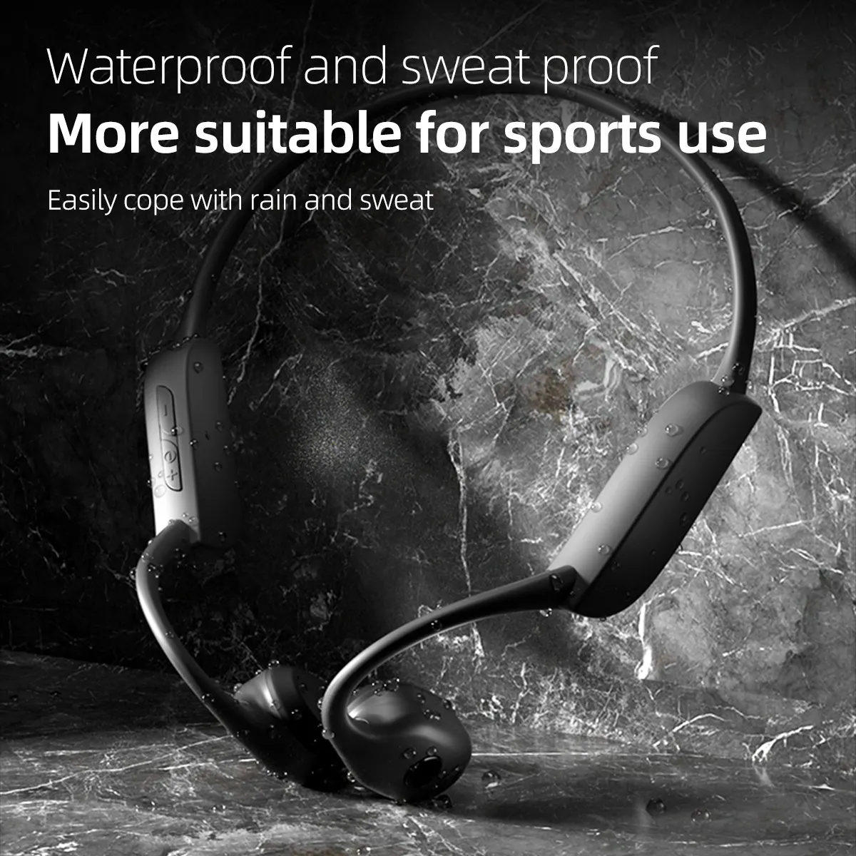 Headphone olahraga nirkabel telinga terbuka Headset tahan air IPX7 Headphone konduksi tulang mikrofon untuk lari bersepeda mendaki berkendara
